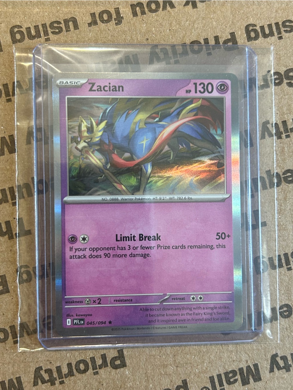 Holo Zacian Card No. 045/094 ⭐️ ‘25 Pokemon TCG